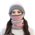 Winter Knit Hat Neck Warmer Set Fleece Lined Skull Cap for Women Outdoor Cycling Hat New