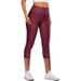 Lady High Waist 3/4 Yoga Pants Tummy Control Workout Running Leggings 4 Way Stretch Yoga Capris Pants Soft Tights for Women