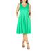 24seven Comfort Apparel Plus Size Sleeveless Midi Fit and Flare Pocket Dress