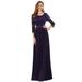 Ever-Pretty Juniors Elegant A-Line 3/4 Sleeves Floral Lace Bridesmaid Dress for Juniors 74125 Dark Purple US4
