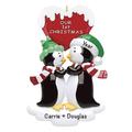 The Holiday Aisle® Our 1st Christmas Penguin Kisses Hanging Figurine Ornament Plastic in Red/White | 4.75 H x 3.25 W x 0.5 D in | Wayfair