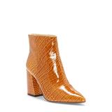 Vince Camuto Benedie Flex Camel Croco Patent Pointed Toe Leather Ankle Bootie (10, FLEX)