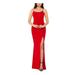 BETSY & ADAM Womens Red Slitted Solid Spaghetti Strap Square Neck Full-Length Body Con Evening Dress Size 8