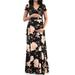 Colisha Women's Short Sleeve Wrap V Neck Dress Floral Print Boho Maternity Dress Pregnancy Belt Long Dress