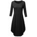 FashionOutfit Women's Casual 3/4 Sleeve Bubble Midi Dress with Pocket Made in USA