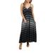 24Seven Comfort Apparel Black and Gray Stripe Maxi Dress