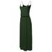 A2Y Women's Solid Adjustable Strap Top Double Layer Maxi Dress Army Green L