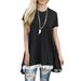 Womens Plus Size Short Sleeve Shirts Lace Splicing Tunic Tops Cute Casual Swing Layered Blouses Shirts for Women