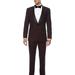 Ferrecci Mens Luxury Burgundy Black 2pc Slim Fit Shawl Collar Wedding Prom Graduation Tuxedo