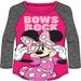 Disney Youth Girls Bows Rock Minnie Mouse Long Sleeve Tee Pink Gray L