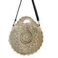 Round Straw Bag Hand-woven All-match Elegant Handbag Beach Bag Shoulder Bag Messenger Bag Handbag Totes Women's Summer Handmade Fashionable Woven Flower Bag