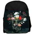 Artist Vincet Van Gogh's Vase of Red and White Carnations 13" x 10" Black Preschool Toddler Children's Backpack & Pencil Case Set