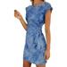 NHT&WT Womens Tie Dye Dress Sexy Short Sleeve Tie Knot Dress Summer Slim Sheath Dress