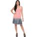 Raya Sun Womens Cotton Dress Missy Fun Print Sleeveless Dress, Coral Tie Dye, Size: X-Large