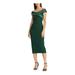 RALPH LAUREN Womens Green Silk Sleeveless Off Shoulder Midi Body Con Cocktail Dress Size 8