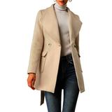 Women's Shawl Collar Lapel Belted Winter Coat with Pockets