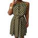 Womens Halter Neck Midi Dress Polka Dot Ruffle Boho Swing Party Summer Midi Dresses