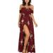 Sexy Dance Women Dresses Floral Maxi Bandeau Dress Boho Printed Elasticity Off Shoulder Split Slit Dress Beach Sundress Long Dress