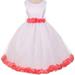 Big Girls' Elegant Satin Ribbon Sash Petals Flowers Girls Dresses White Coral 10