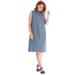 Woman Within Women's Plus Size Sleeveless Seersucker Shirtdress