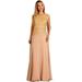 Fanny Fashion Womens Gold Crochet Lace Overlay Evening Gown