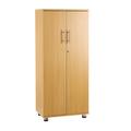 Latitude Run® Saravia 3 - Shelf Storage Cabinet/Pantry Universal 2 Door Locking Cabinet Wood in Brown | 49.21 H x 21.65 W x 13.77 D in | Wayfair