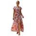 Hawaiian Holiday Boho Beach Floral Maxi Dress For Women Casual Ladies Casual Wrap Summer Paisley Holiday Long Sundress Ladies Cocktail Party Evening Maxi Long Dress Beachwear Size 4-18