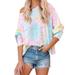 Avamo Floral Off Shoulder Blouse For Women Loose Holiday Beach Casual Long Sleeve T-Shirt Tops Ladies Casual Loose Slash Neck Blouse Tops Ladies Holiday Gradient Tie-Dye Loose T Shirt