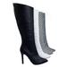 Pledge27 by Aquapillar, Pointed Toe Knee High Heel Dress Sandal w Checker Solid & Glitter