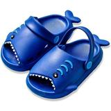 Toddler Clogs Slippers, Shark Sandals Girls Boys Cute Cartoon Slides Slip-on Garden Shoes for Beach Pool Shower Slippers(Blue,130mm)