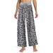 Sexy Dance Womens Plus Size Palazzo Lounge Pants Leopard Baggy Casual Pajama Pants Nightwear Loungewear