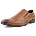 Amali Mens Perforated Wing Tip Patent Vico Oxford Loafer Slip On Dress Shoe Tan Size 10.5