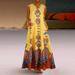 Women's New Popular Vintage Printed Dress V-neck Sleeveless Slip-on Summer Dress