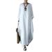 Oversized Cotton Linen Long Maxi Shirt Dress Peasant Ethnic Boho Cotton Linen Long Sleeve Long Dress Kaftan Gypsy Swing Flowing Sundress