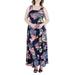 24seven Comfort Apparel Women's Plus Size Navy Floral Sleeveless Maxi Dress