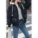 Women Cotton Padded Decorated Zip Up Winter Jacket.