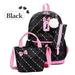 3Pcs/Sets Black Canvas School Backpacks for Girls, Large Capity Scatchel Rucksack Backpacks for Middle School, Fashion Sports and Outdoors Backpacks for Camping/Hiking/Climbing