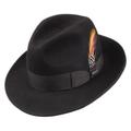 Pinch Crown Crushable Wool Felt Fedora Hat - M - Black