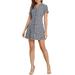 Allegra K Junior's Button Front V Neck Fit and Flare Mini Shirt Dress