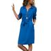 CVLIFE Women's Long Sleeve Midi Shirt Dress Lace Up Long Tops Shirt Sundress