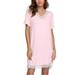 Avamo Women's Short-Sleeve V-Neck Swing Dress Summer Holiday Lounge Dress Ladies Plain Color Tunic Dress Pink S