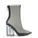 CAPE ROBBIN Crystal Glaze Womens Perspex Lucite Clear Pointy Toe Chunky Heel Ankle Boots