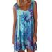 Avamo Hawaiian Holiday Dresses for Fashion Women Floral Print Sleeveless Sundress Ladies Tie Dye Tunic Dress Cocktail Sexy Dresses Blue XXL(US 16-18)