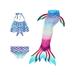 Multiple Types Baby Kids Girl Tankini Set Swimming Mermaid Tail 3PCS Bikini Sets Swimwear For Girls 7-16 Swimsuit With Monofin Beachwear Bathing Suit Swimming Costumes Swimmable Flippers