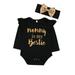 One Opening 2Pcs Newborn Infant Baby Girls Bodysuit Romper Jumpsuit Outfits Clothes Headband
