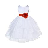 Ekidsbridal White Satin Shimmering Organza Formal Flower Girl Dresses Junior Bridesmaid Dress Special Occasion Dresses Communion Dress Baptism Dress Holiday Dresses Toddler Girl Dresses 4613S