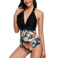 Maxcozy Women One-piece Swimsuit Monokini High Neck Swimwear Bathing Suits