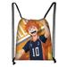 Cyan oak Anime Haikyuu!! Drawstring Backpack Travel Gym Sport Bag for Women and Men