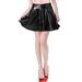 LELINTA Women's Juniors Black Skater Skirt Shiny Liquid Metallic Wet Look Flared Pleated Shor Skirts Size S-2XL