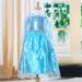 Blue Baby Girls Kids frozen costume Dress Snow Princess Queen Dress Up children's party Gown Cosplay Tulle Dress